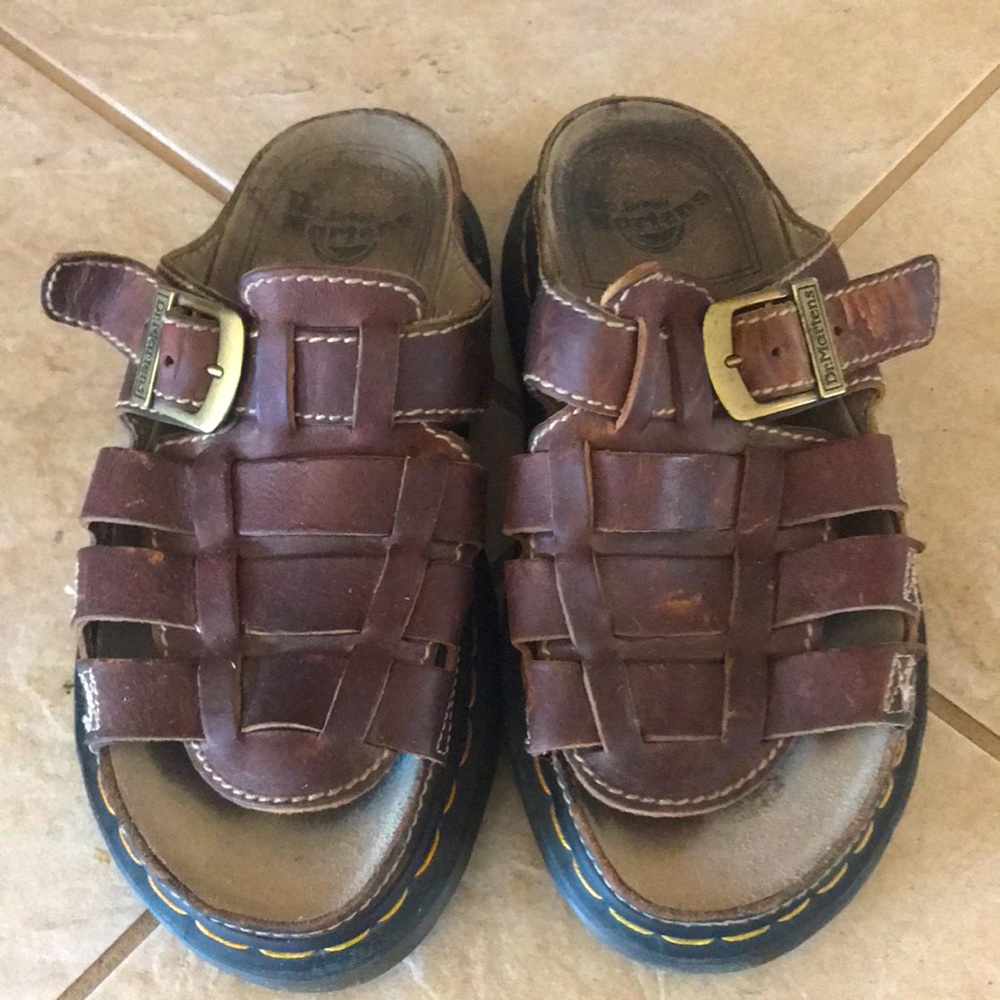 Doc martens slip on sandals size 9 brown leather